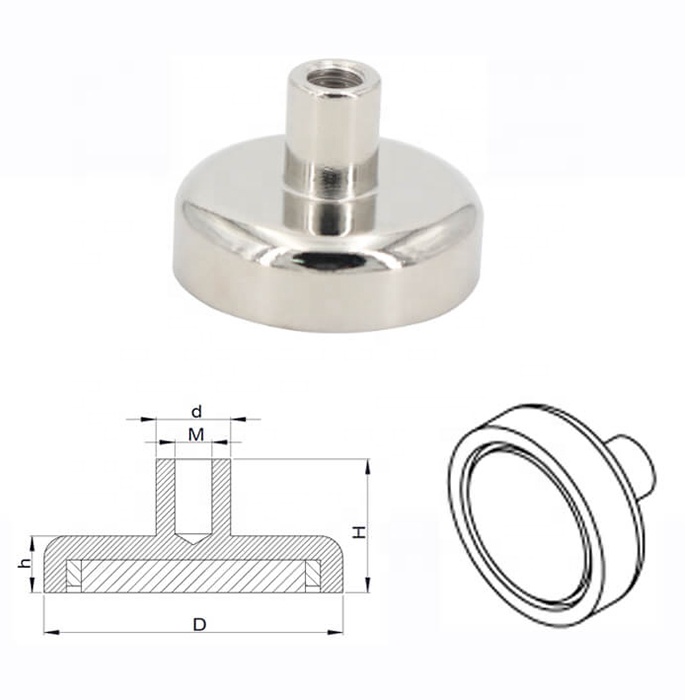 Composite Material Round NdFeB Magnet Neodymium Pot Magnet D60mm with 160kg Force
