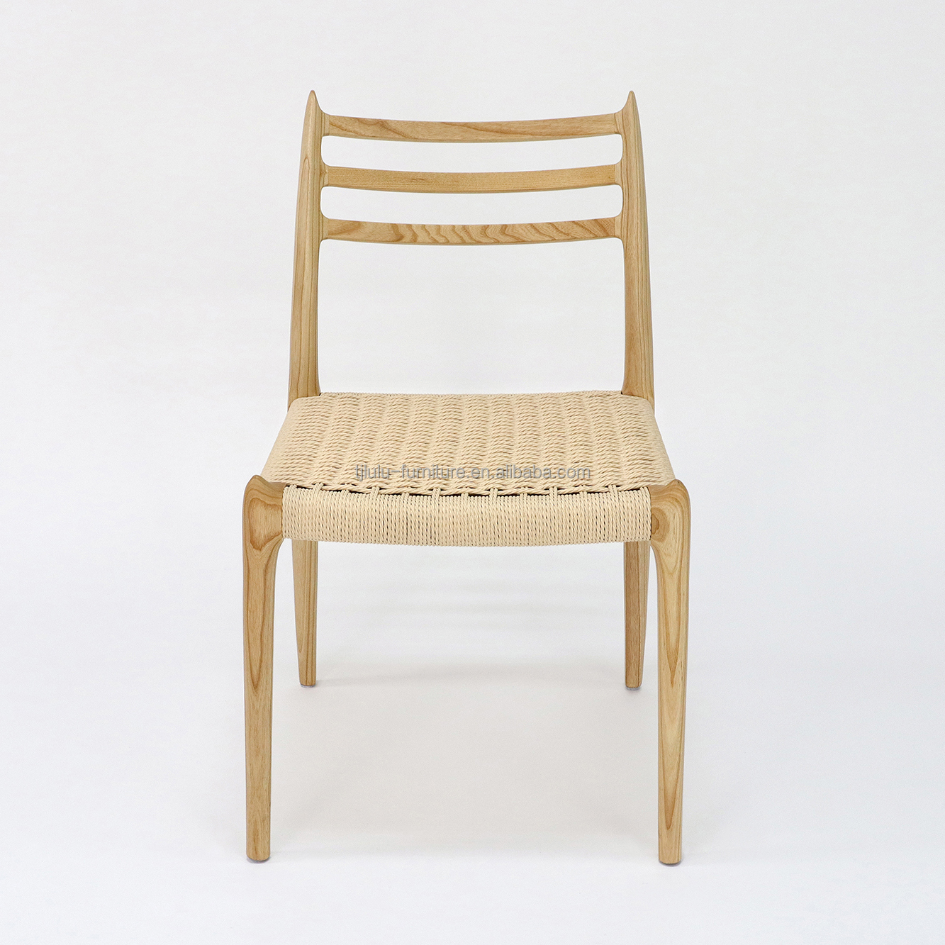 Hand-woven Cord Dining Chair for Restaurant Solid Wood and Ash/Rubber Wood Construction
