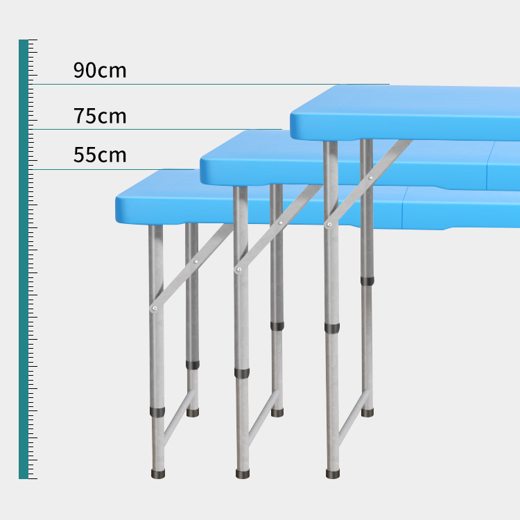 Foldable Outdoor HDPE Plastic Metal Adjustable Party Event Picnic Dining Table for Camping