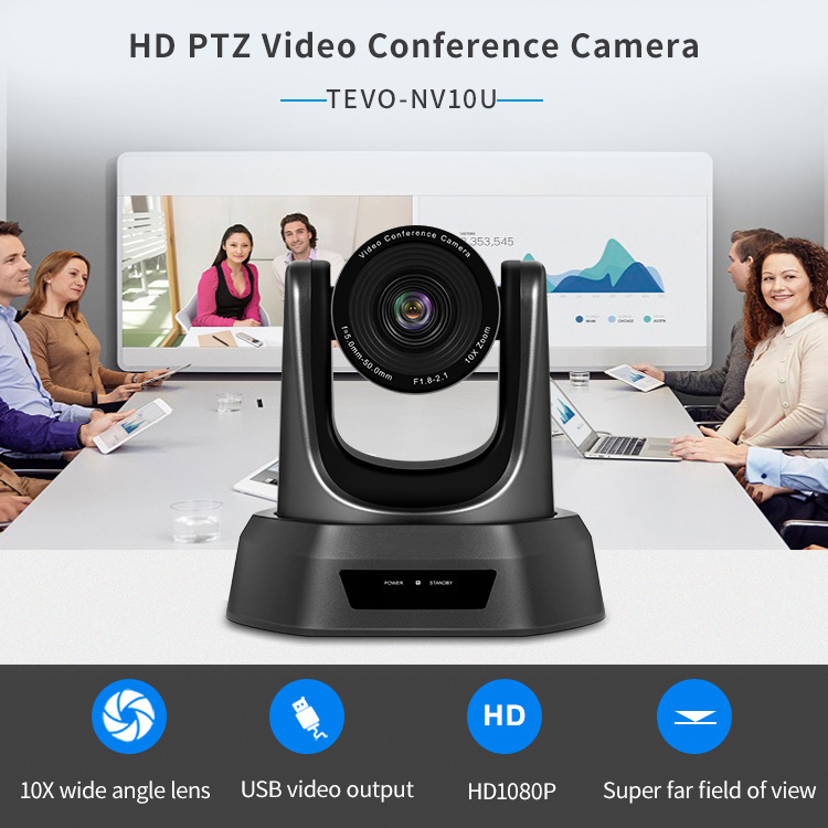 Tevo-Nv10u Auto Focus 10X Zoom Video Conference Camera for PTZ Broadcasting