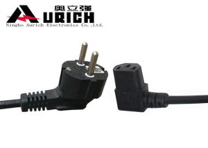 China Electrical 3 Pin European Extension Cord 90 Degree White Black Color wholesale