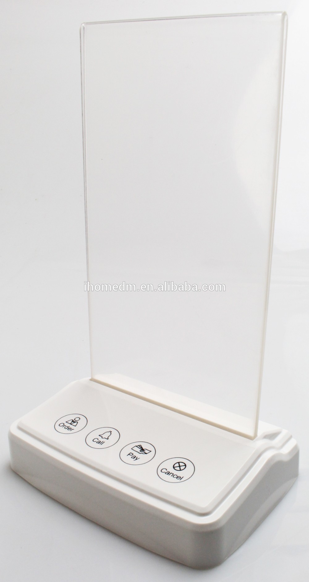 wireless call waiter restaurant system white menu holder call button and display panel