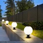 Acrylic Round Ball Solar Lights 67LM Solar Gate Post Light White