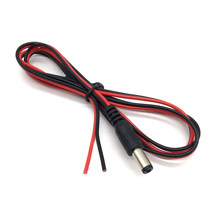 Red Black DC Male 5.5x2.1mm Barrel Jack to Stripped Open Bare End Tinned Wire Cable