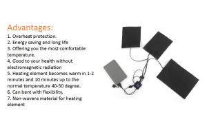 China 2200mAh Lithium Polymer Battery Heated Pad 5V 1.85A 9.5W wholesale