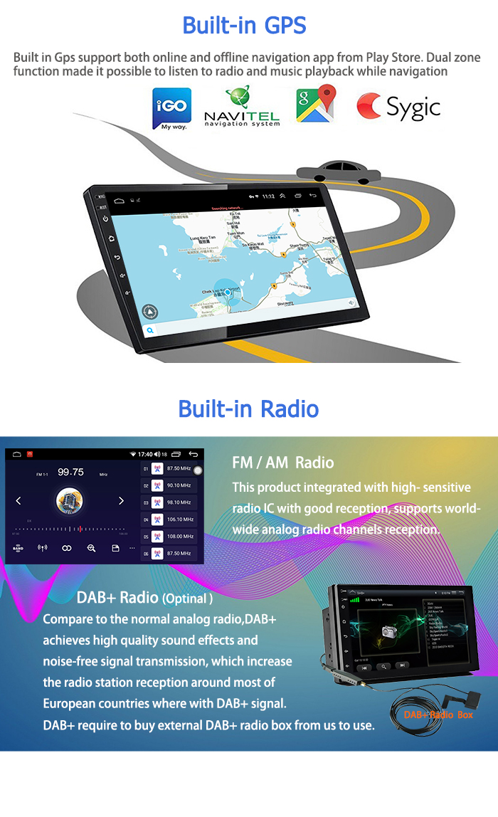 10.1 Inch Android 10.0 Car Stereo 2.5D Screen WIFI 4G LTE Carplay