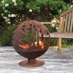 Woodland Deer Corten Steel Fire Globe Round Ball Fire Pit OEM