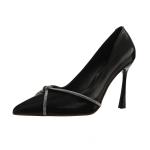 6999-5 European And American Sexy Pointed Toe Cross Rhinestone High Heels