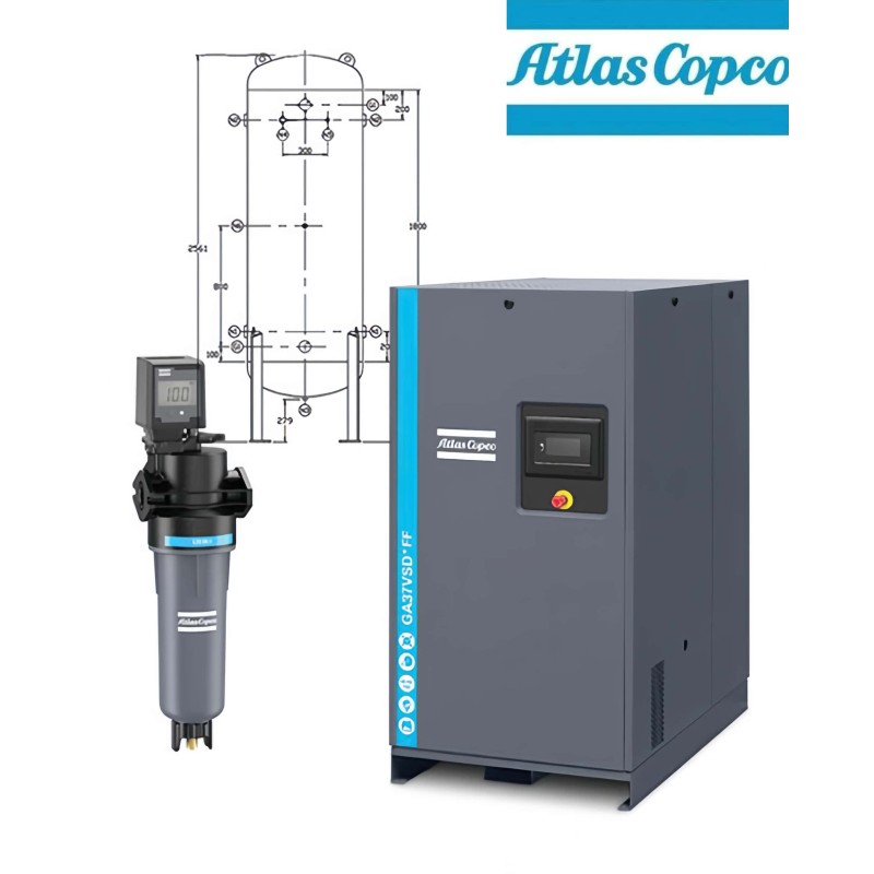 GA37VSD+FF Rotary Screw Air Compressor 37kW 50HP IPM Variable Speed Drive