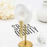 0.8 x 10mm Pearl Chandelier Earrings 14k Gold Long Hoop Earrings For Women
