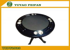 China Classical Four People Round Wooden Poker Table Double Cup Holder wholesale
