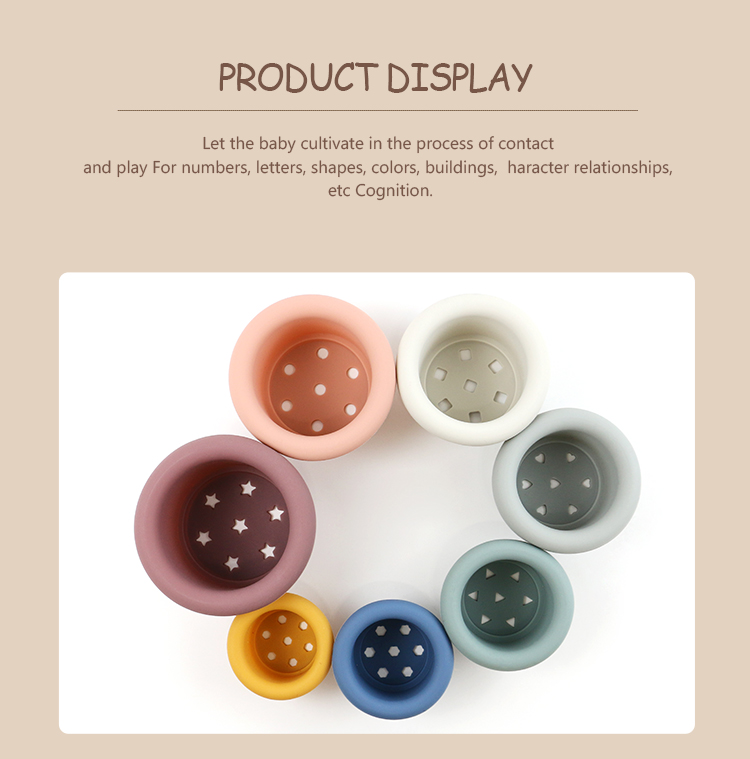 Educational Silicone Stacking Cups For Teething Building Blocks