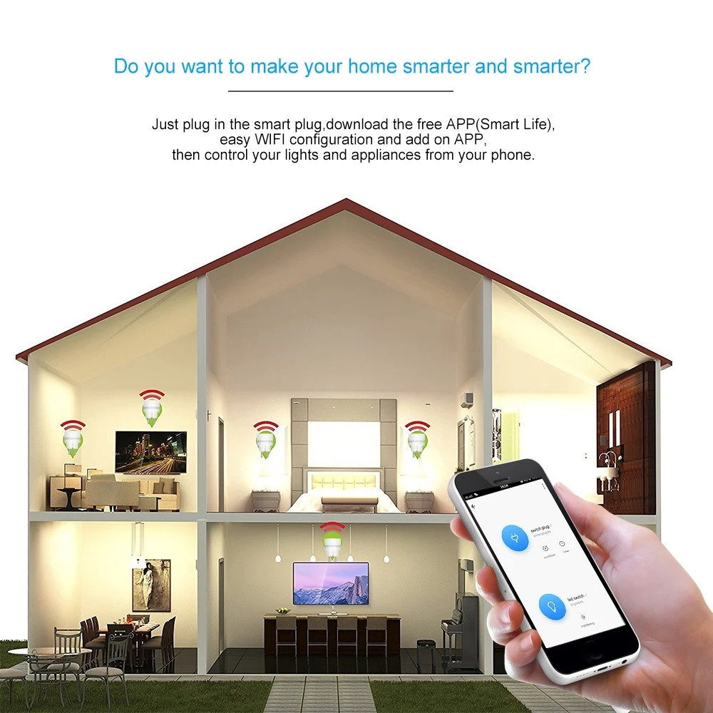 Remote Control Wifi Smart Plug Remote Control Socket With Led Night Light