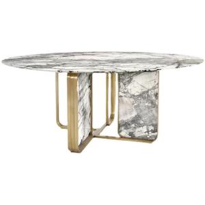 China Rotating Round Marble Dining Table Stainless Steel Legs Custom Simple Nordic Style wholesale