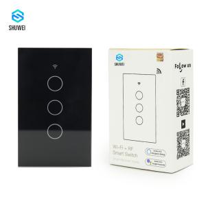 China OEM 110V American Black Touch 3 Gang 3 Way Smart Switch Voice Control TuyaAPP Alexa Google Home wholesale