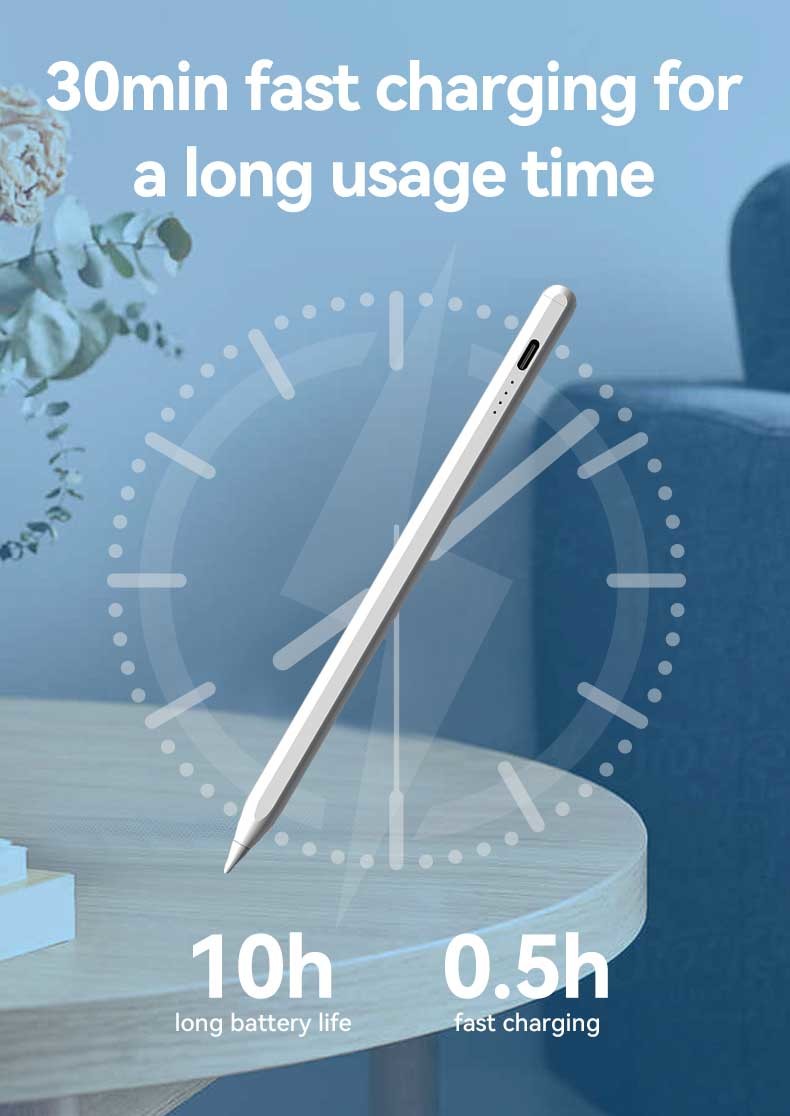 Built In Lithium Battery Stylus Pen For IPad Painted Aluminum Pen Body 15H Working Time