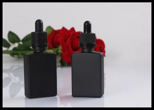 China Black Matte Glass Bottles Square Essential Oil Droppe Bottle Frosted Glass Bottles wholesale