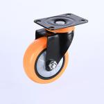 32mm Thickness PVC/PU Industrial Furniture Trolley Orange Single Bearing Castor