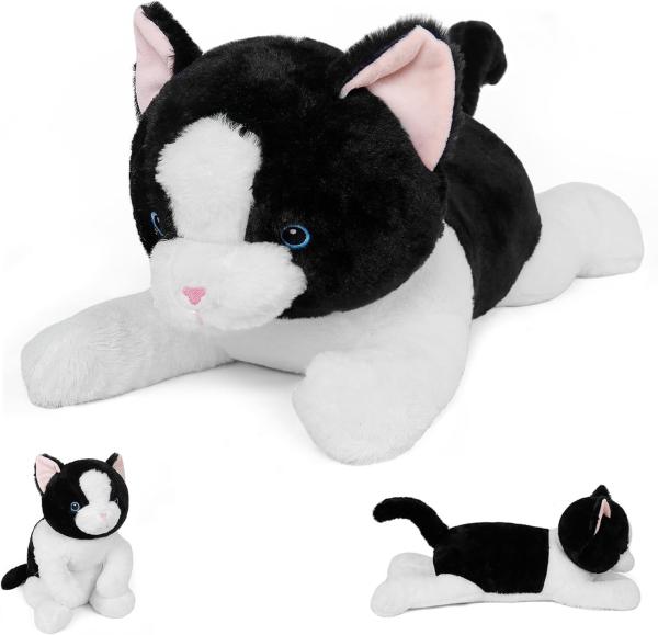27 inches Cat Weighted stuffed animals, Cuddly Weighted Cat Plush Pillow Giant