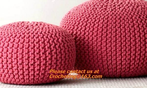 hand made crochet floor pouffe crochet knit hassock crochet knit Ottoman Floor