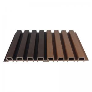 China Brown 25x227mm WPC Cladding Wall Panel For Hotel Park Wood Plastic Composite Siding Grille Plank wholesale