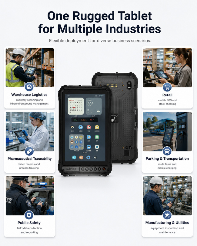 Industrial Android Tablet PC 8 Inch Connects Field Data Asset Tracking and Onsite Reports