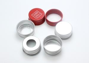 China 28mm Silver / Red Aluminium Screw Caps High Durability For Screw Bottle wholesale