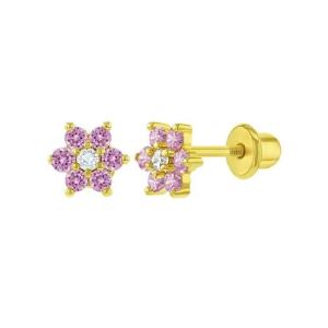 China 5MM 18k Gold Plated Flower Baby Earrings Perfect Gift for Kids in 925 Sterling Silver wholesale