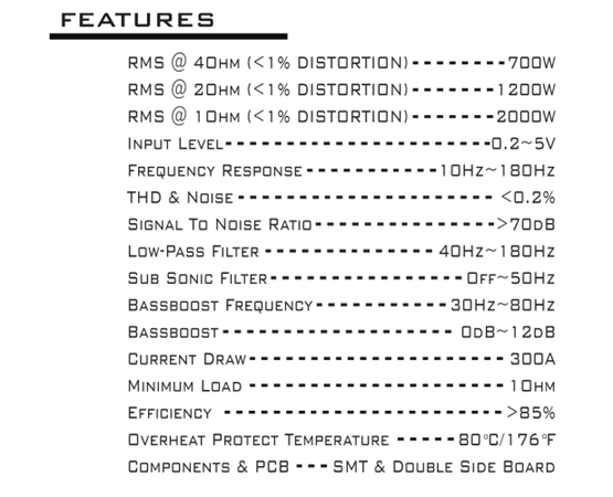 Mono 2000W Digital Car Amplifier for bass