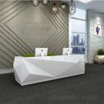 Special Shape Manager Office Furniture White Counter For Company / Hotel Front