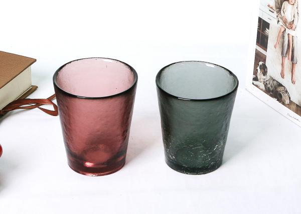 Hand Pressed 95mm Colored Glass Candle Holder With Customized Logo