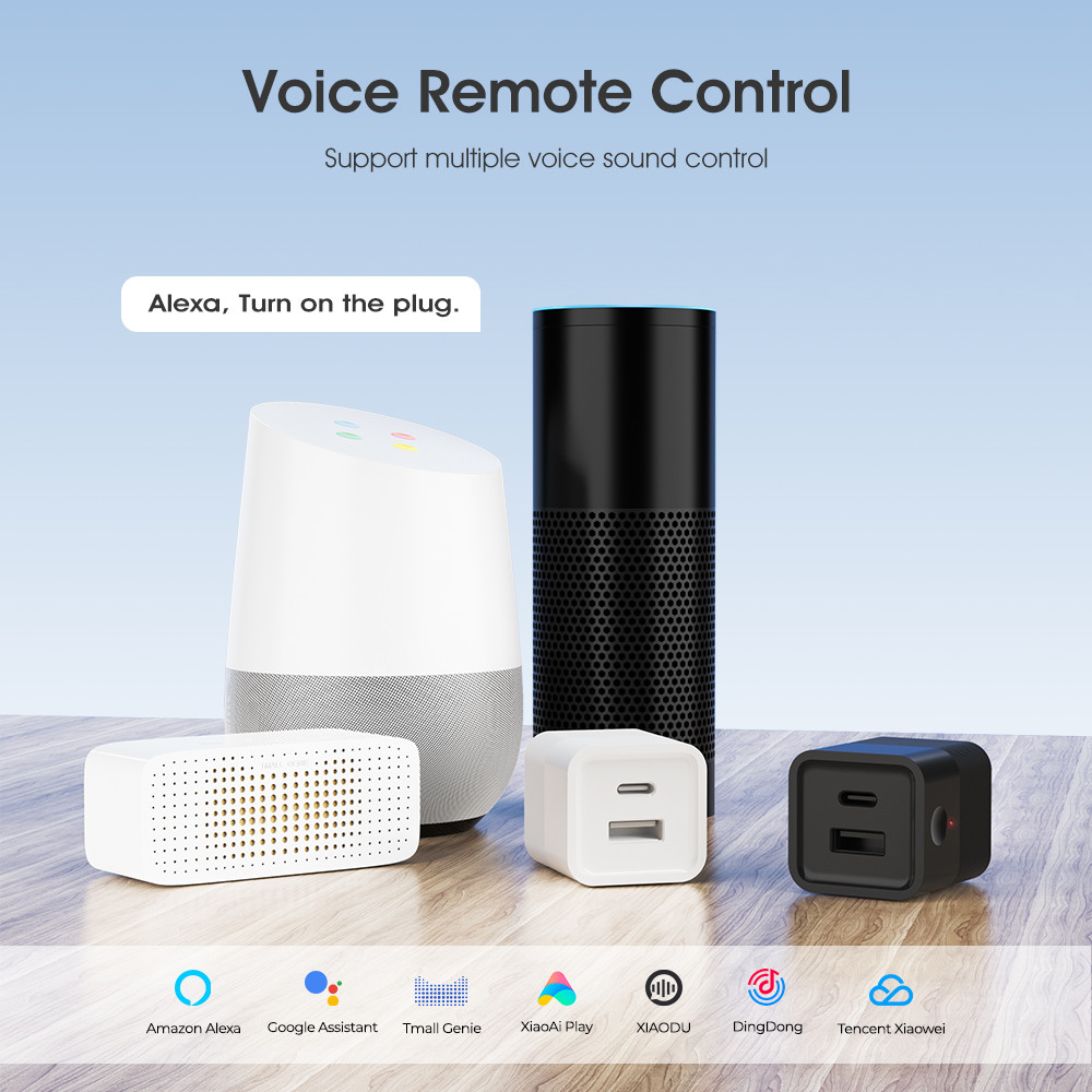 Tuya Mini Smart WiFi Power Adapter 5V Micro USB & Type-C Charger with APP Timing, Voice Control, Alexa Compatibility for Light Strips