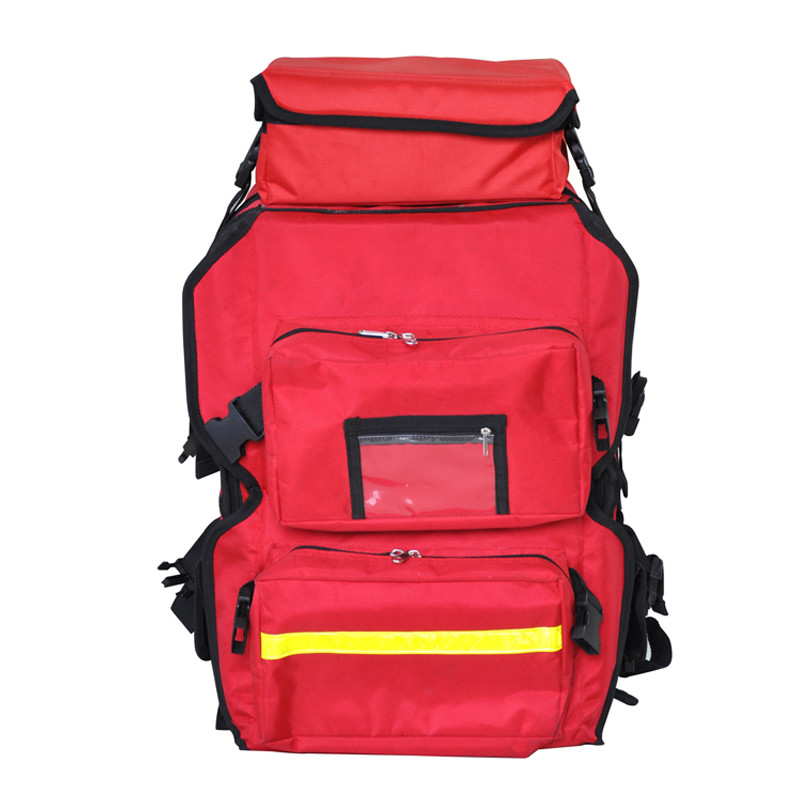 First Aid Supplies Red Packback Emergency Bag for outdoor