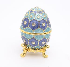 China Faberge Egg Crystals Jewelry Trinket Box Gift Enamel Easter Faberge Egg Jewellery Box Ring Earrings Russian Case wholesale