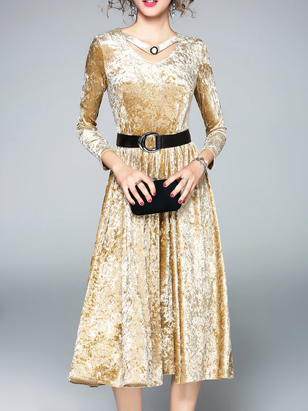 A-line Long Sleeve elegant office dresses for lady