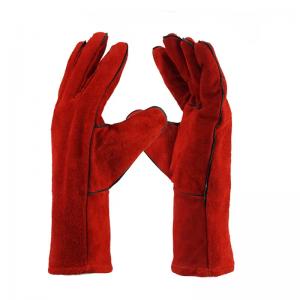 China 14 inches leather welding work gloves with reinforced full palm wholesale