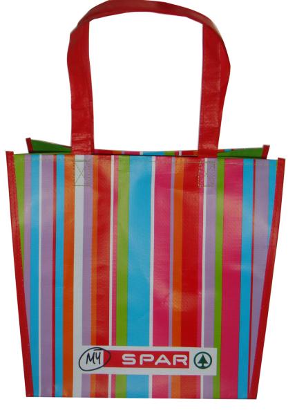 Supermarket colorful green recyclable PP woven shopping bags