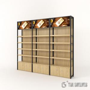 China Wall-Mounted Gondola Shelf Rack Wooden Display Rack With Floor Cabinet wholesale