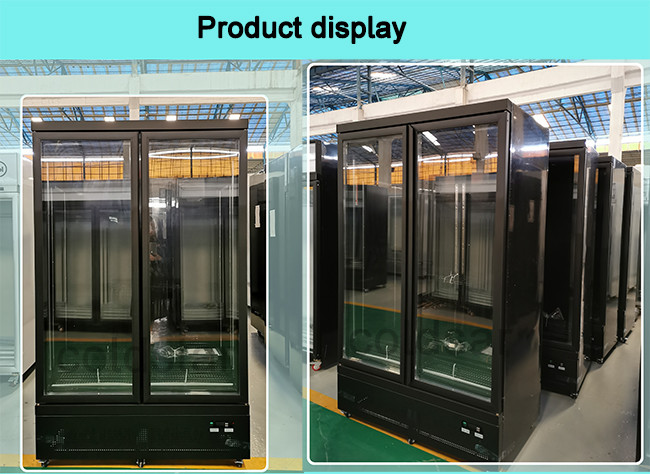 Glass Door Commercial Display Refrigerator In Supermarket