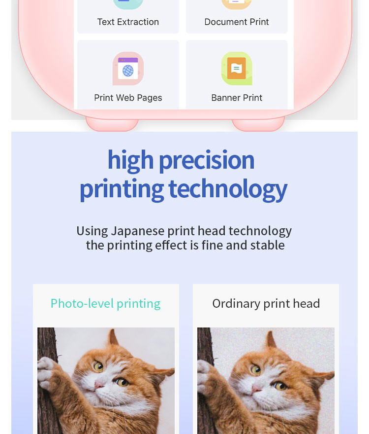 Wireless Pocket Thermal Mini Inkless Printer Adhesive Sticker For IPhone Android