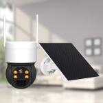 3MP 6W 4G PTZ Camera Built In Battery Siren IP65 4G Solar Security Camera