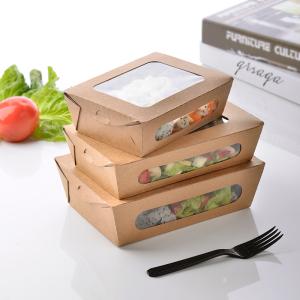 China PE Coated 2 Ply Eco Friendly 20oz Kraft Paper Bowls Fast Food Box Take Away Salad Sushi Cookie Paper Packing Box wholesale