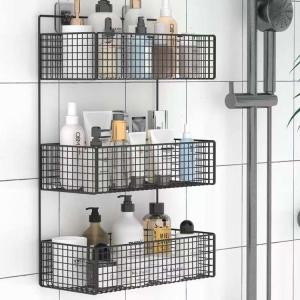 China Bathroom Washstand 2.5mm Wall Storage Basket Bath Toilet Perforation Free Hanging wholesale