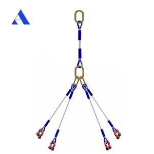 China DNV 2.7-1 Standard Steel Wire Rope Sling 5 Legs Lifting Eye Type Reversed Eye for Offshore Container Sale wholesale