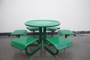 China Outdoor Steel Round Picnic Tables And Chairs For Commercial Restaurant wholesale