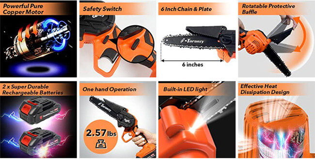 OEM 6 Inch Handheld Mini Chainsaw Lithium Portable Cordless 4 Inch Handheld Chainsaw