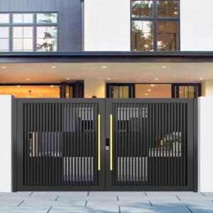 China Chinese Square Powder Coated Aluminium Sliding Gates / Black Aluminum Fence Gate wholesale