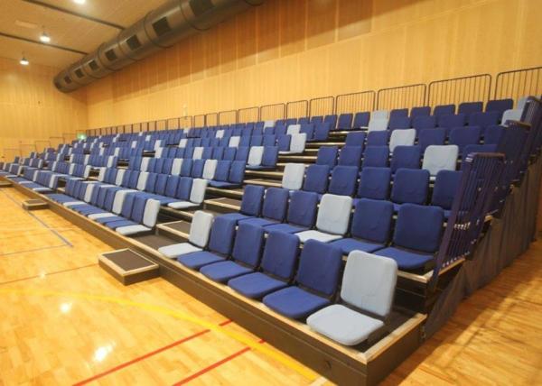 Anti Slip Plywood Retractable Gymnasium Bleachers Upholstered Seat Base /