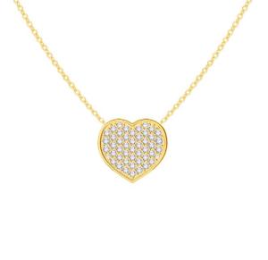 China 18&quot; Chain Length Round Cut Diamond 925 Sterling Silver Heart Pendant Necklace for Women wholesale