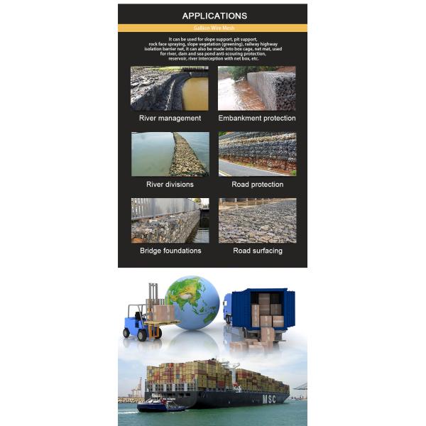 Hot Dipped Galvanised Gabion Boxes Explosion Proof 60X80mm